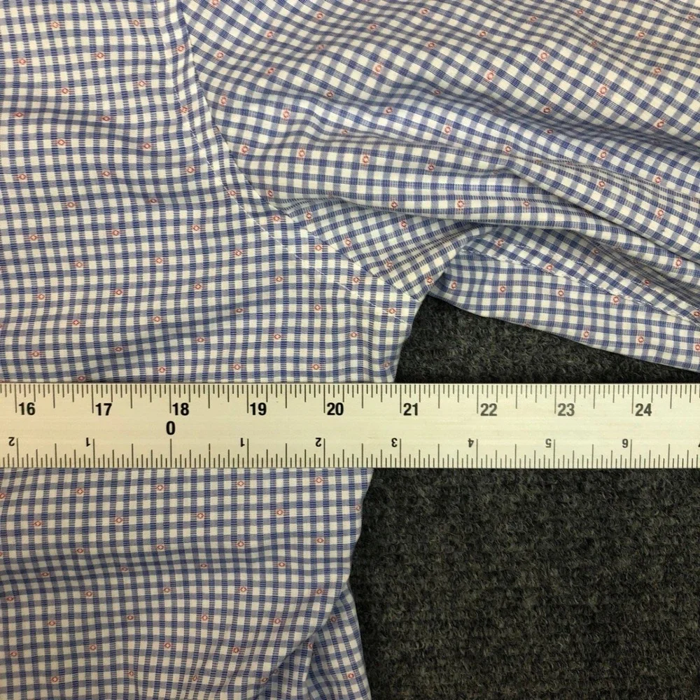 Banana Republic Mens Size Medium 15-15.5 33-34 Slim Fit Blue Gingham Dress Shirt